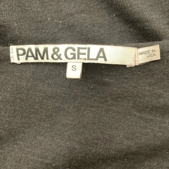 Pam & Gela Lace up Ruched Black Dress Long Sleeves - Picture 9 of 15